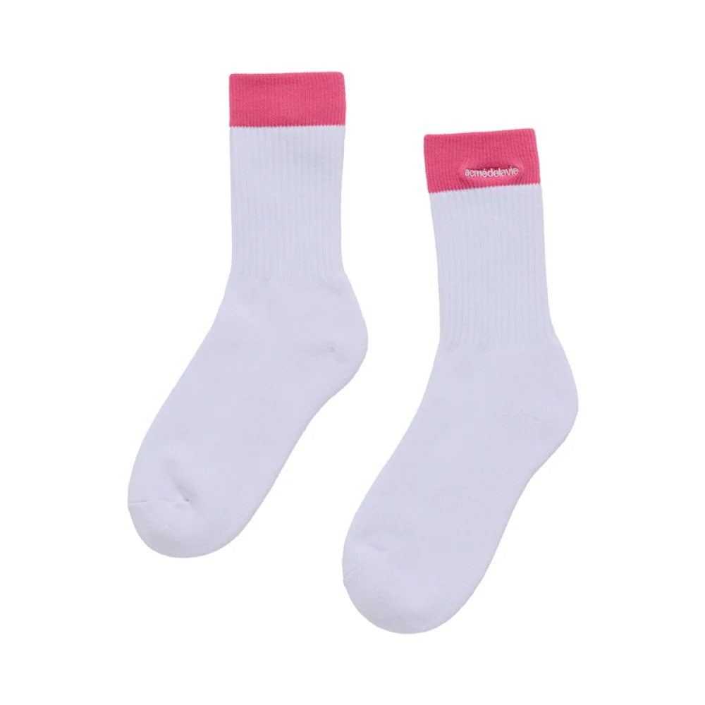 COLOR POINT LETTERING SPORTS SOCKS PINK